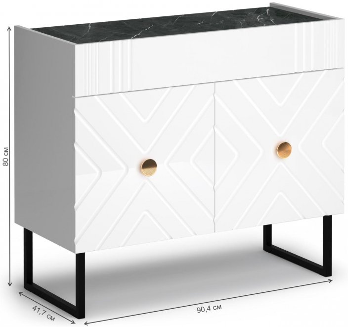 Комод Криона белый / креатель / глянец белый