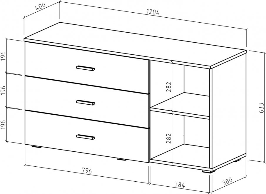 Комод Мартин-3 дуб молочный