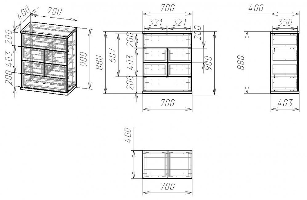 Комод Мебелайн-5 венге / дуб молочный