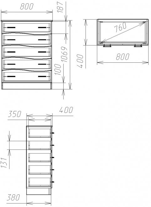 Комод Мебелеф - 12 ясень шимо светлый / белоснежный глянец / черный глянец