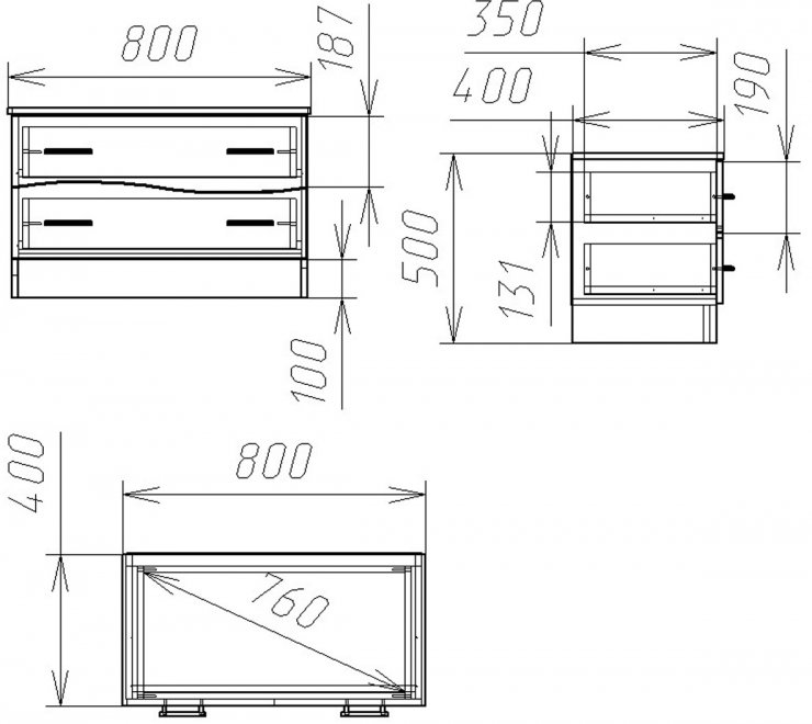 Комод Мебелеф - 9 дуб молочный / черный глянец / красный глянец