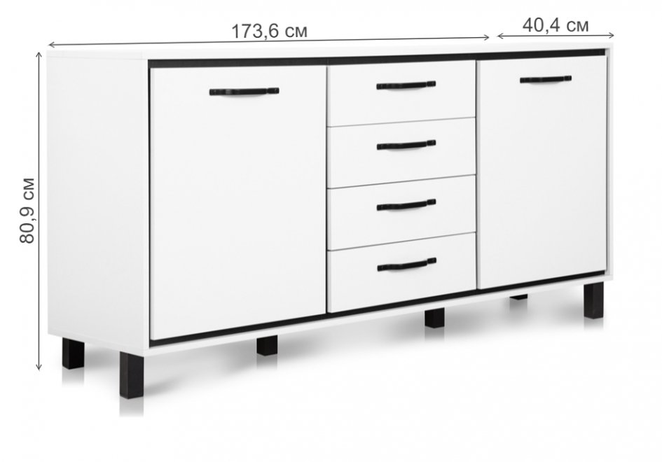 Комод Мельбурн 1409.М2 белый / черный