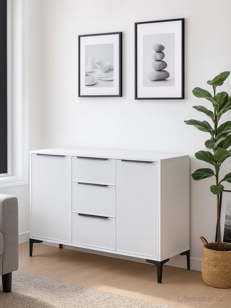 Комод Иадама белый / белый глянец