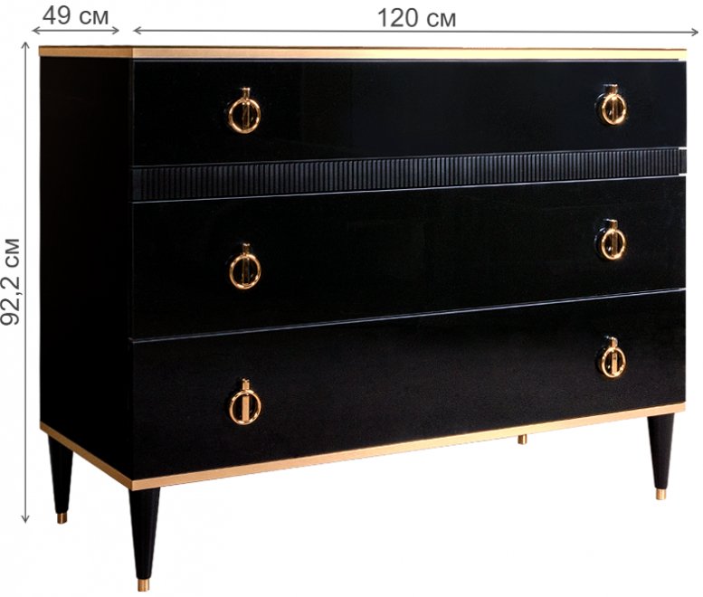 Комод Rimini Solo РМКМ-3S черный / золото