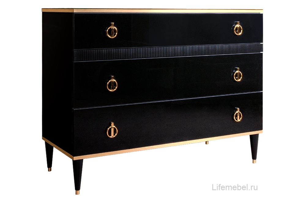 Комод Rimini Solo РМКМ-3S черный / золото
