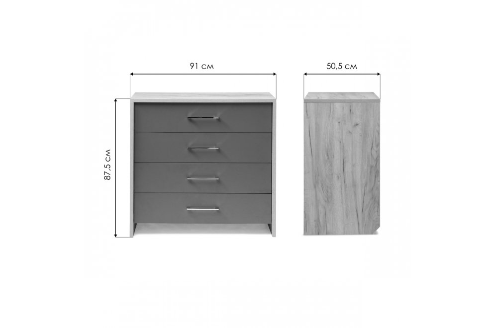 Комод Тхан дуб крафт золотой / антрацит