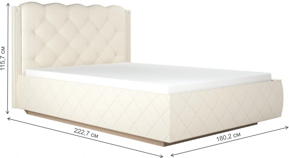 Двуспальная кровать Капелла №16 ПМ 160х200 эко кожа белая / туя светлая