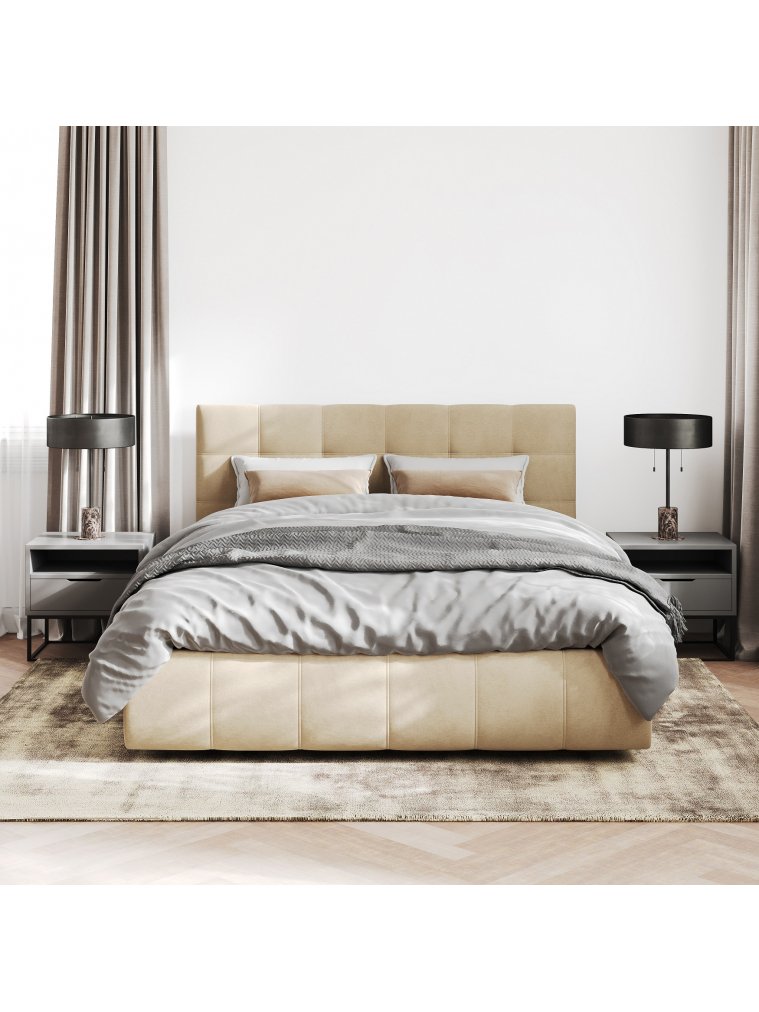 Двуспальная кровать Афродита-2 180x200 с ПМ велюр bingo pebble