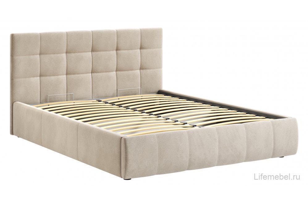 Двуспальная кровать Афродита-2 200x200 с ПМ велюр bingo plum