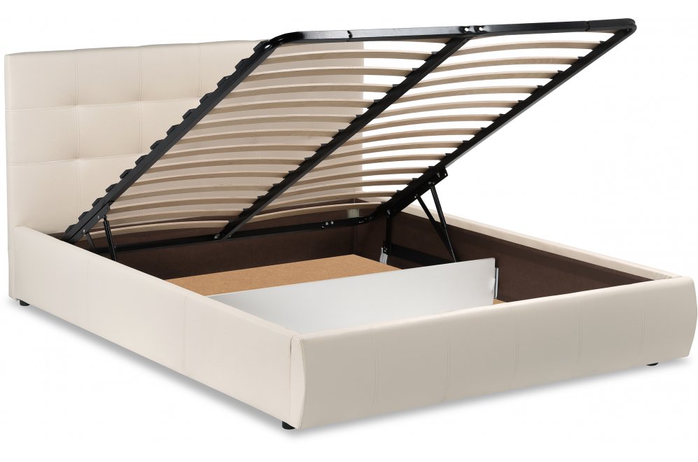 Двуспальная кровать Афродита-2 180х200 с ПМ бежевый велюр bingo beige