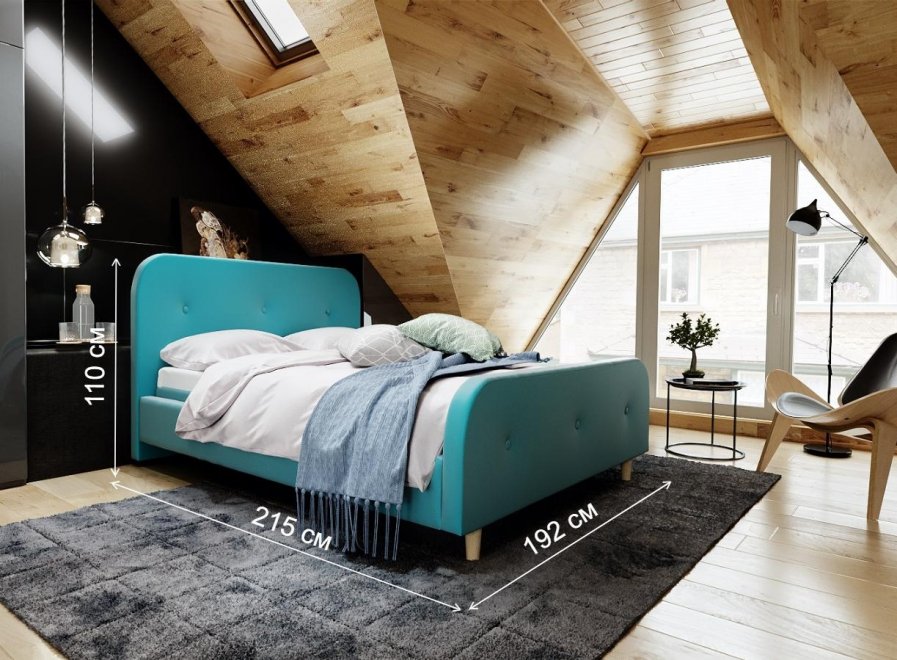 Двуспальная кровать Афродита-7 180х200 с ПМ велюр shaggy azzure