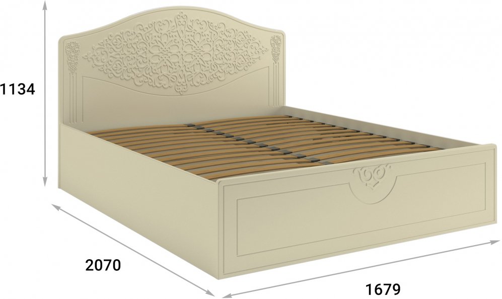 Двуспальная кровать Ассоль плюс АС-30 160х200 с ПМ ваниль