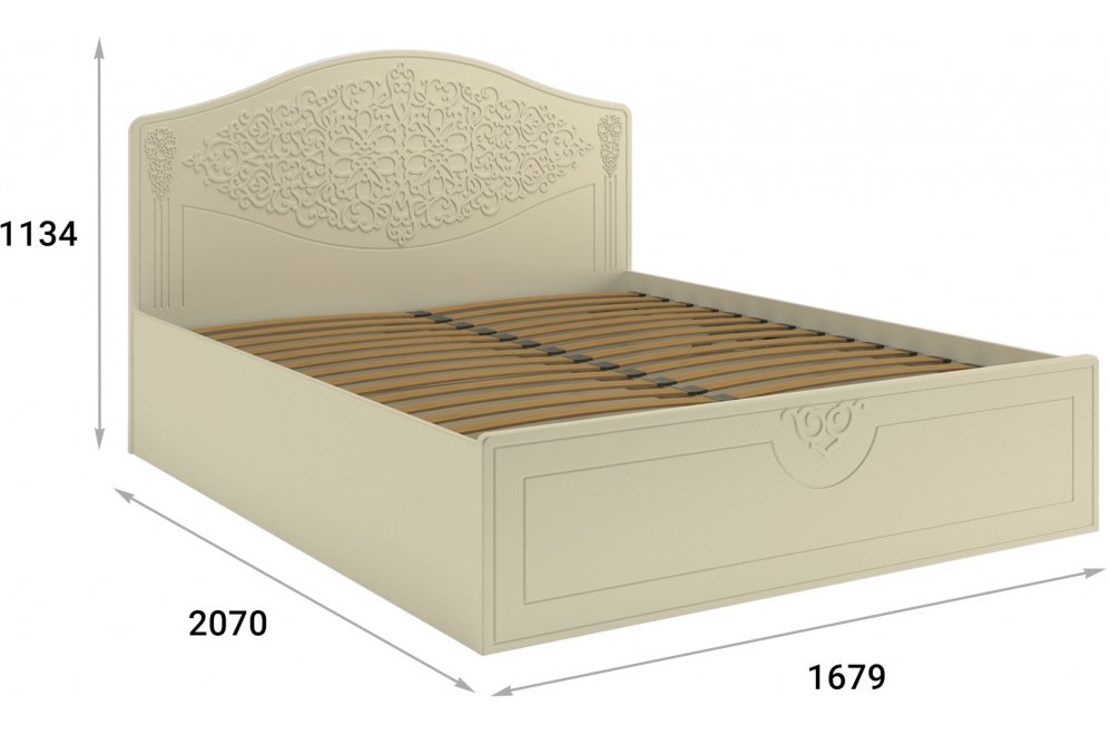 Двуспальная кровать Ассоль плюс АС-30 160х200 с ПМ ваниль