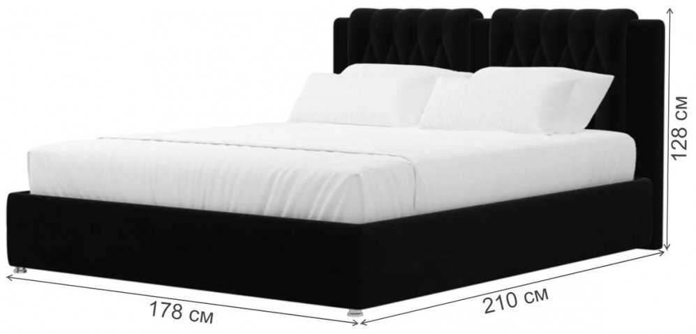 Двуспальная кровать Эльба-Сити 160 х 200 с ПМ велюр черный