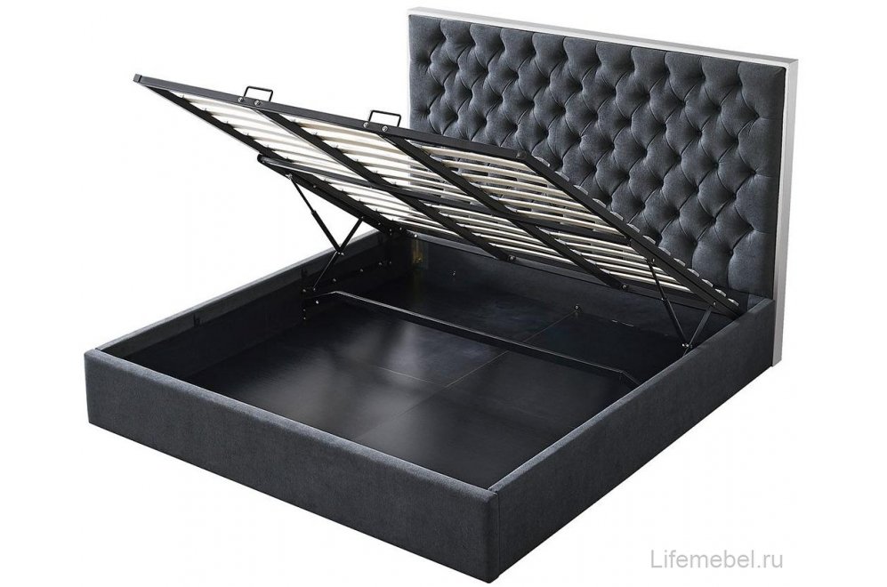 Двуспальная кровать LBD1704 180х200 с ПМ серая