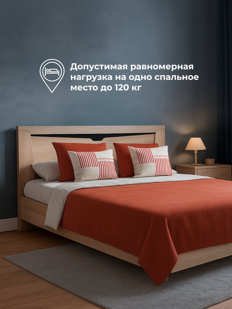 Двуспальная кровать Магантия 160х200 с ПМ парящая дуб баррик