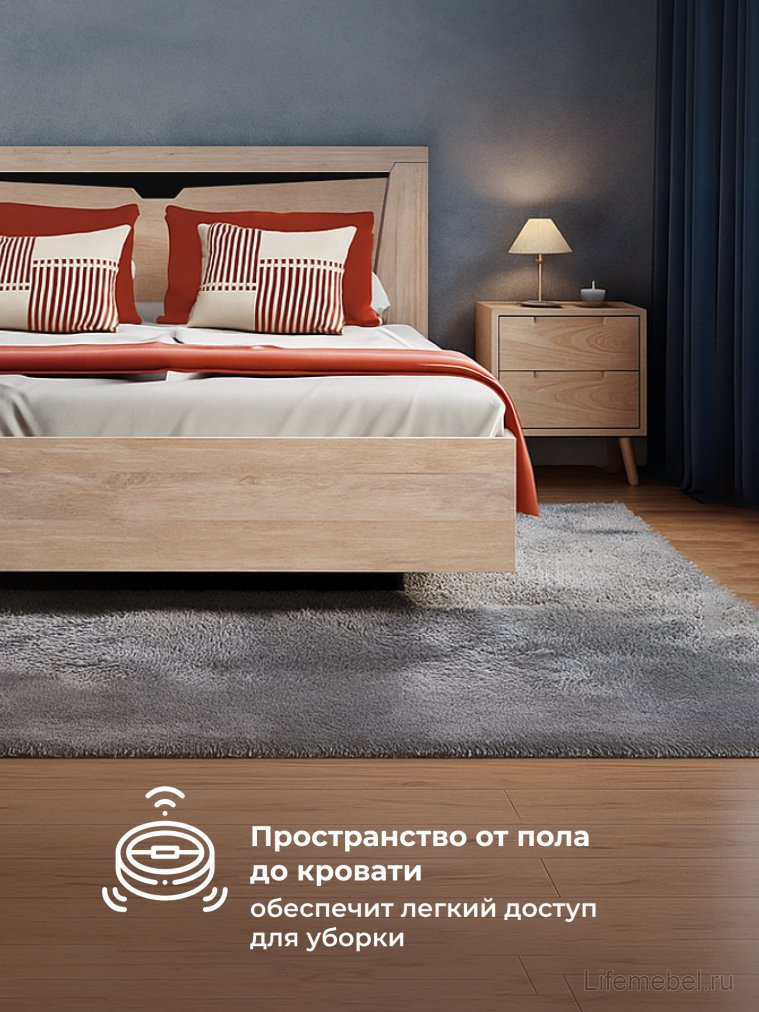 Двуспальная кровать Магантия 160х200 с ПМ парящая дуб баррик