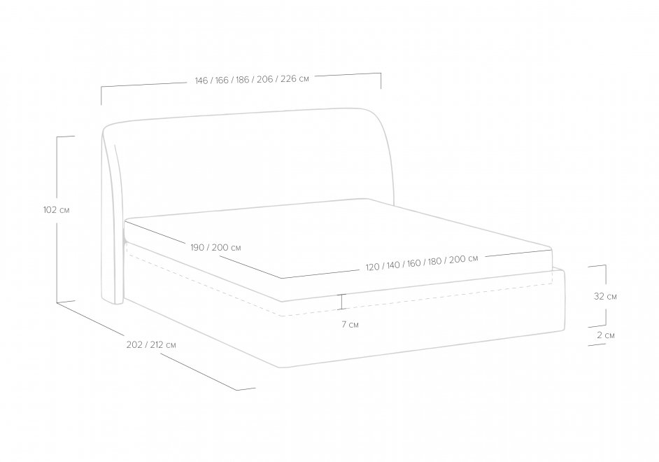 Двуспальная кровать Nicole 160х200 с основанием льняная рогожка