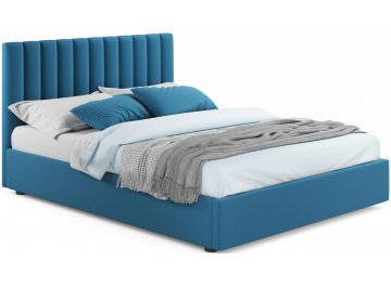 Двуспальная кровать Olivia 160х200 синий велюр