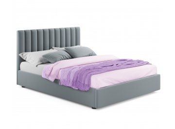 Двуспальная кровать Olivia 160х200 с ПМ синий велюр серый