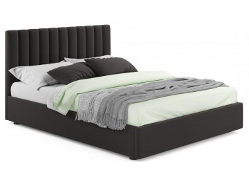 Двуспальная кровать Olivia 160х200 с ПМ синий велюр велюр шоколад
