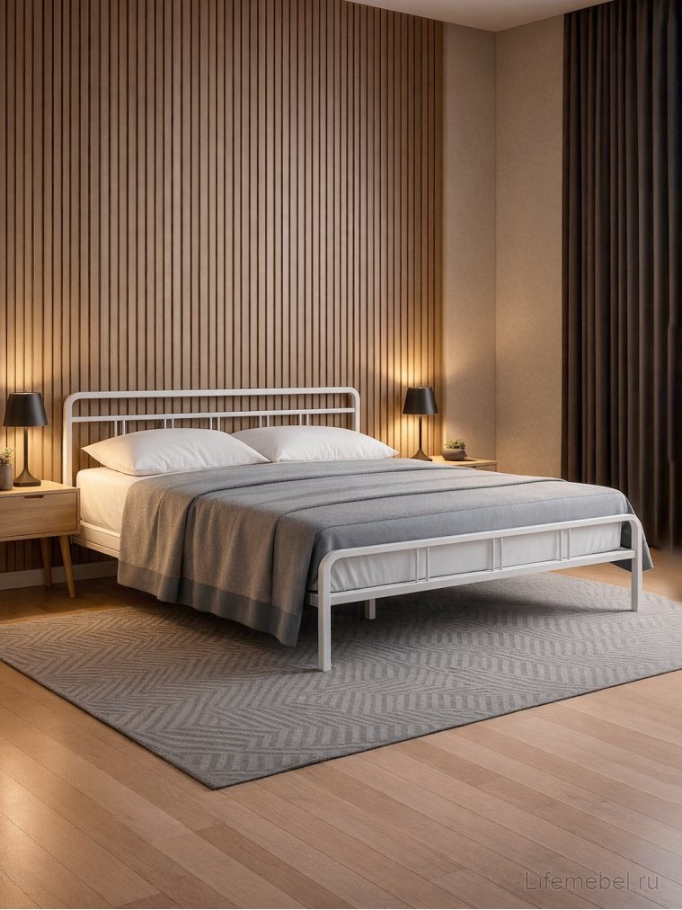 Двуспальная кровать Рейк 160х200 белая