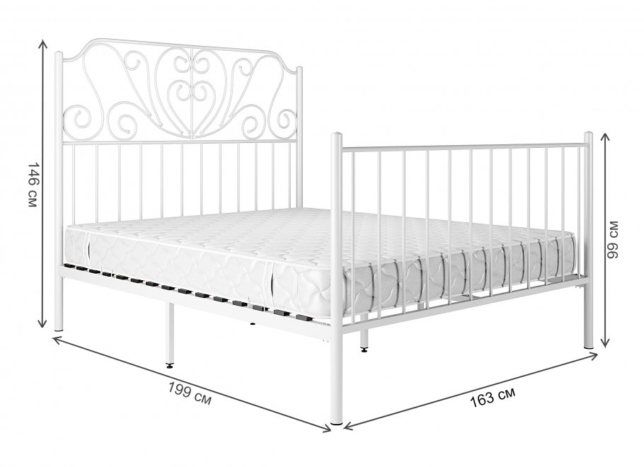 Двуспальная кровать Роза 160х190 коричневая