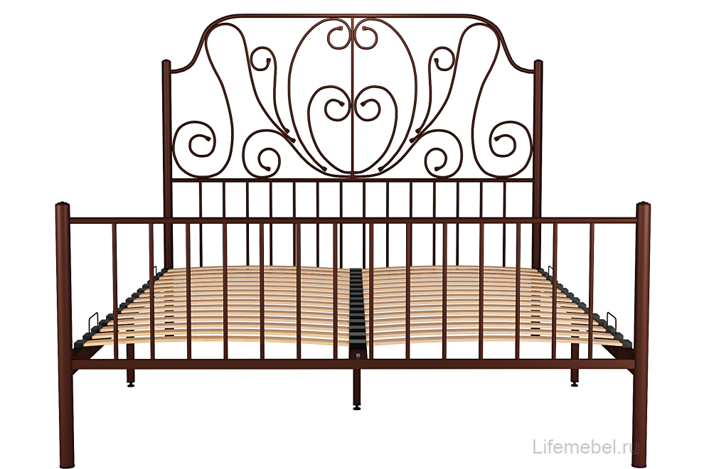 Двуспальная кровать Роза 160х190 коричневая