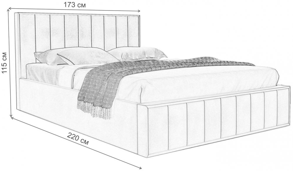 Двуспальная кровать Вена Стандарт 160х200 вариант 3 темно - коричневая