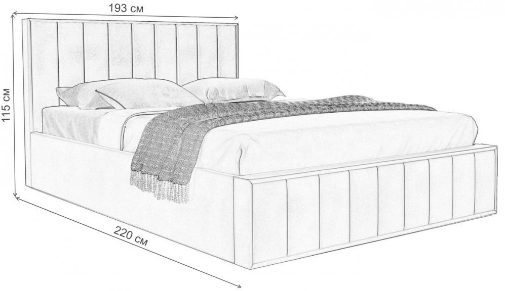 Двуспальная кровать Вена Стандарт 180х200 вариант 3 темно - коричневая