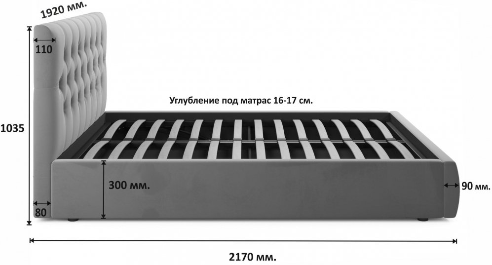 Двуспальная кровать Verona 180х200 с ПМ лиловый велюр
