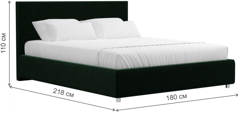 Кровать двуспальная Скайлен с ПМ 160 х 200 см велюр зеленый