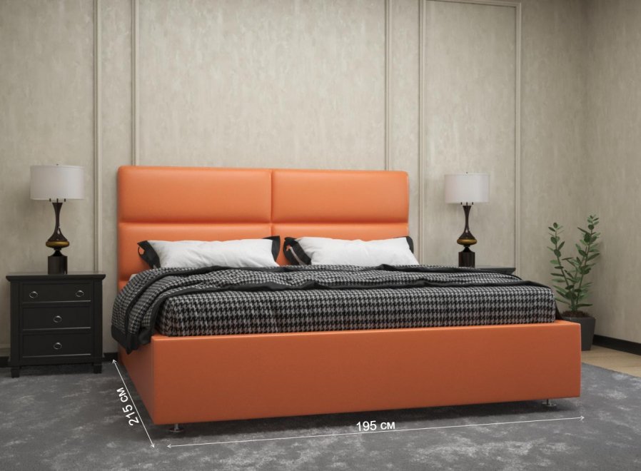 Кровать двуспальная Афродита-4 180 х 200 см с ПМ эко кожа mango