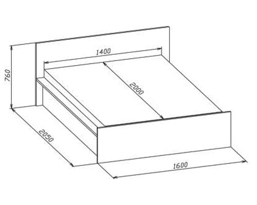 Кровать К-2 140 см x 200 см испанский орех