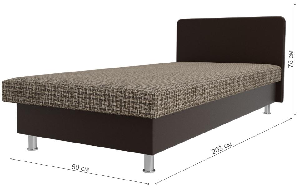 Кровать односпальная Шафран 80 х 200 см корфу 03 / эко кожа коричневый