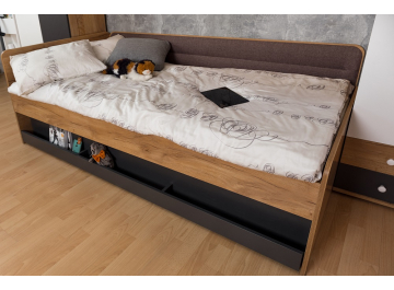 Лойс 80 Кровать Дуб золотистый-Графит