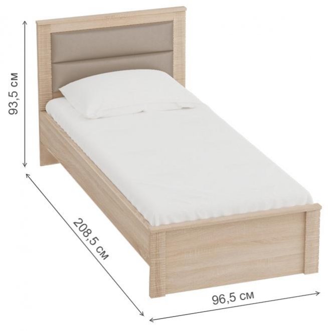 Односпальная кровать Элана 90х200 см дуб сонома / дуб сонома светлый матовый / зефиро бруш кофе
