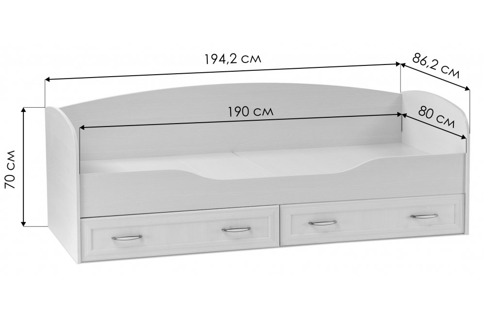 Односпальная кровать Колибри 80 х 190 см бодега