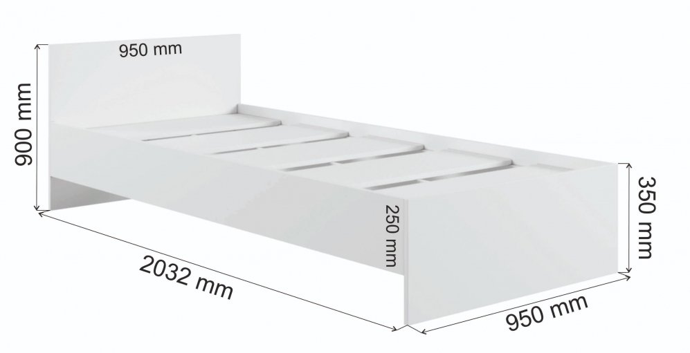 Односпальная кровать Мадера М900 90х200 ЛДСП дуб крафт золотой / лдсп белый