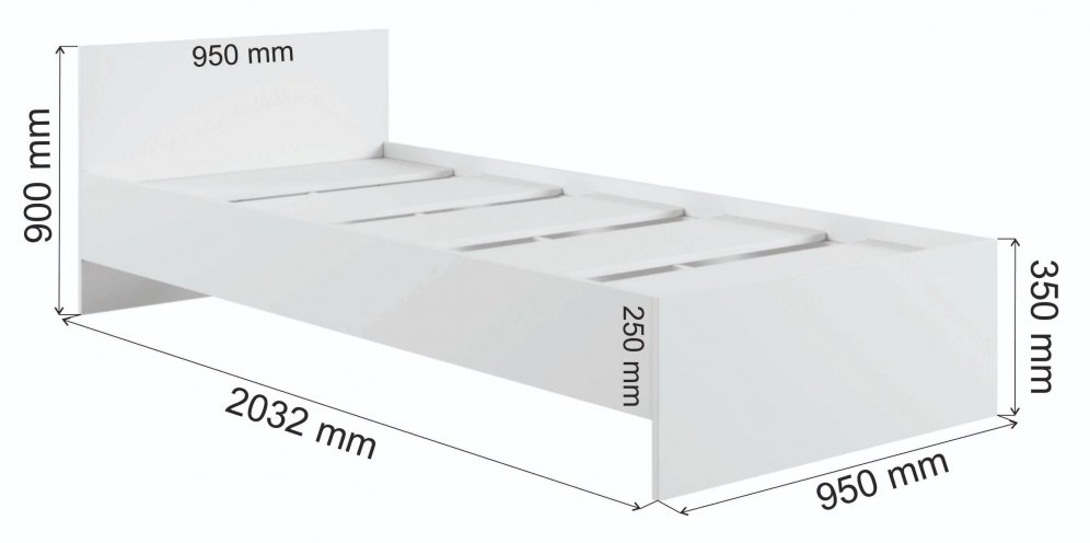 Односпальная кровать Мадера М900 90х200 ЛДСП графит новый