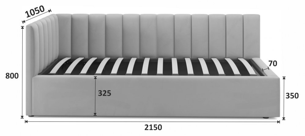 Тахта Milena 90х200 велюр мята пастель