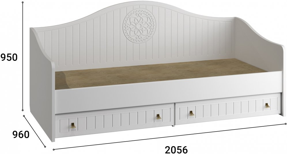 Софа Монблан МБ-64К 90х200 белое дерево