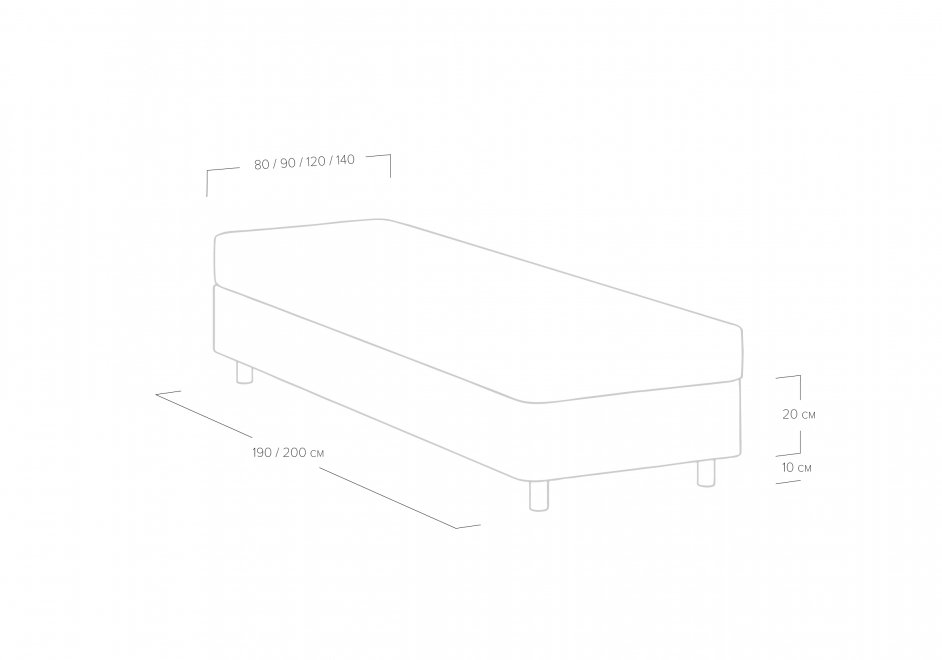 Односпальная кровать Tatami 90x200 с основанием кашемир синий
