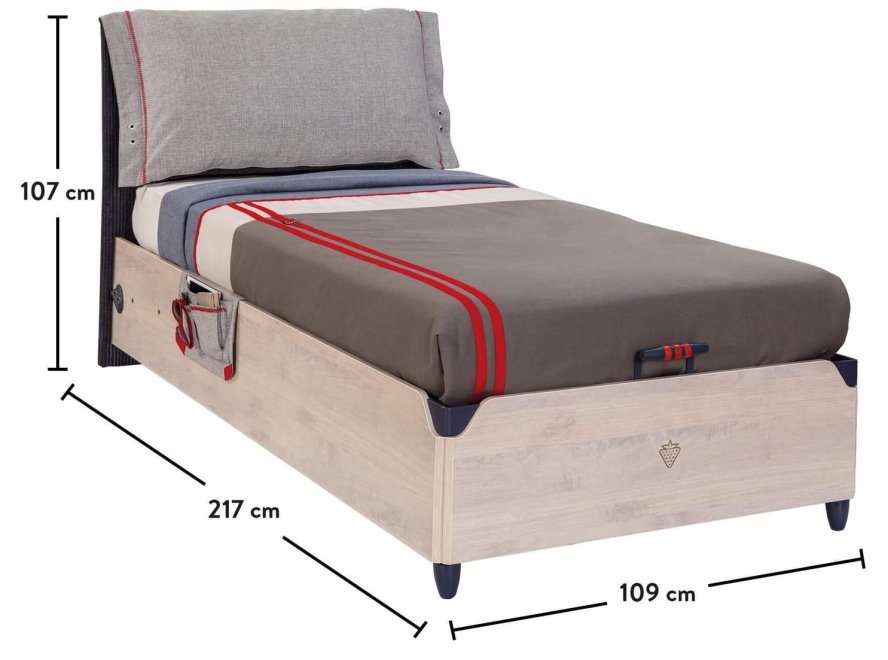 Односпальная кровать Trio 100х200 с ПМ трио / синяя