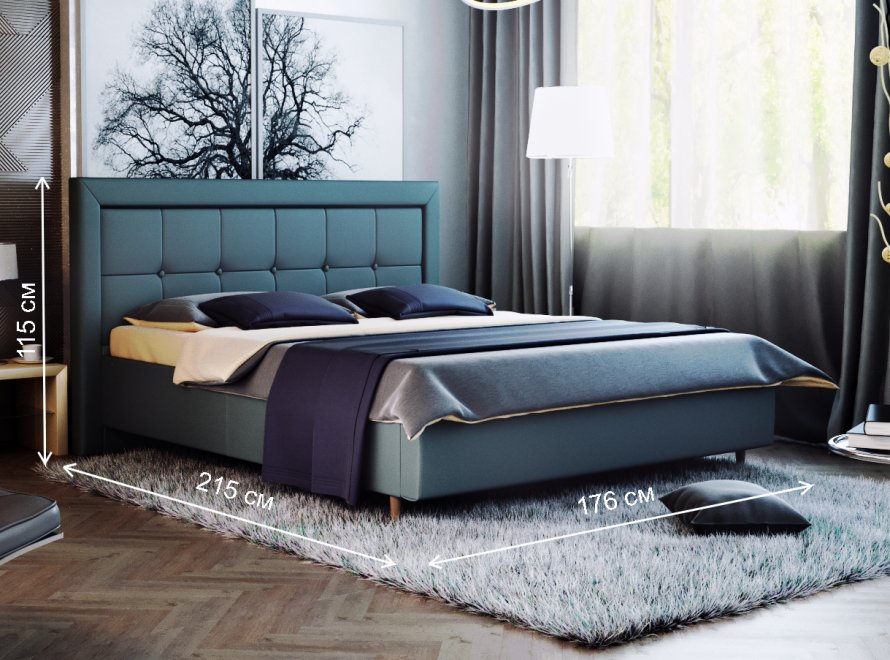 Кровать полутораспальная Афродита-8-1 140 х 200 см с ПМ велюр lecco mint