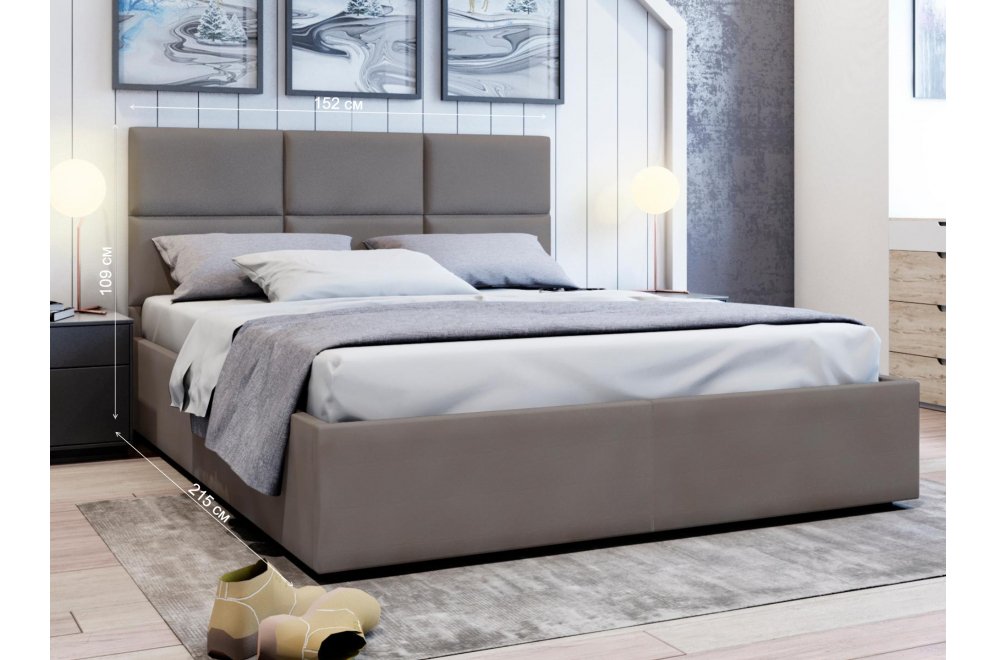 Полутораспальная кровать Афродита-5 140x200 с ПМ велюр bingo ash