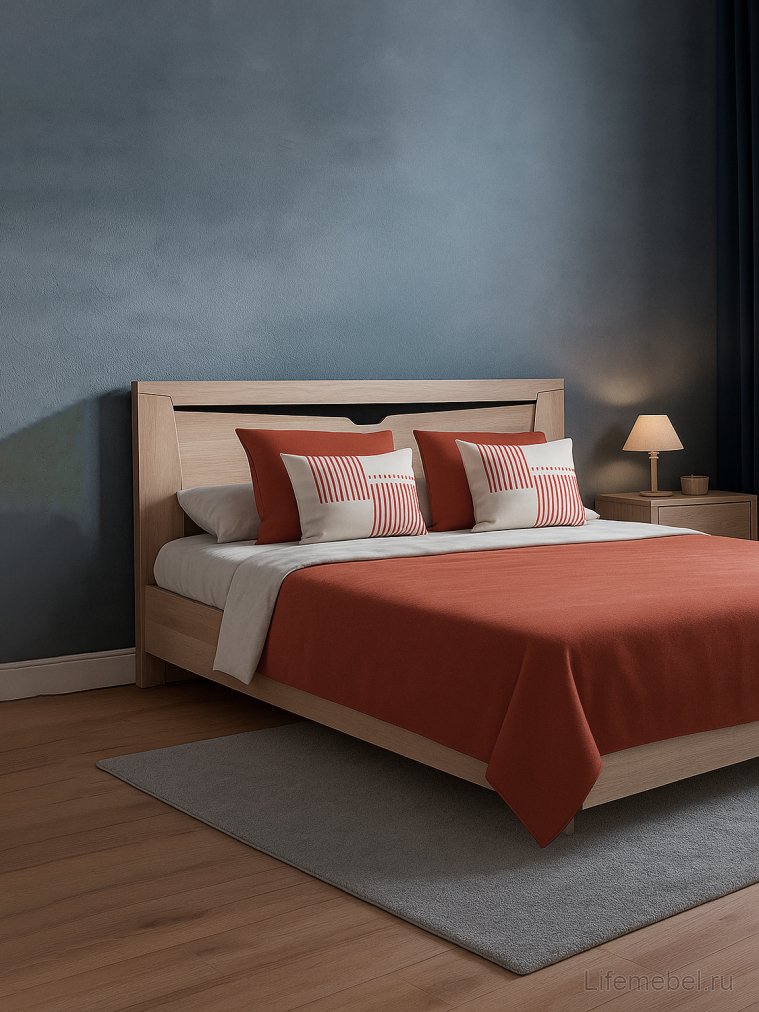 Полутораспальная кровать Магантия 140х200 с ПМ парящая дуб баррик