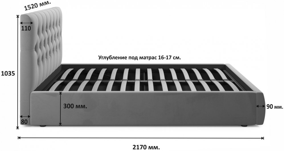 Полутораспальная кровать Verona 140х200 с ПМ синий велюр