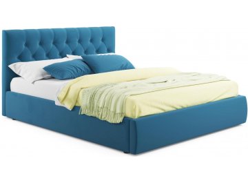 Полутораспальная кровать Verona 140х200 серый велюр синий велюр