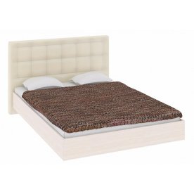 Кровать Токио с мягкой спинкой СМ-131.02.002-М 140 см х 200 см дуб белфорт / светлая кожа с матрасом